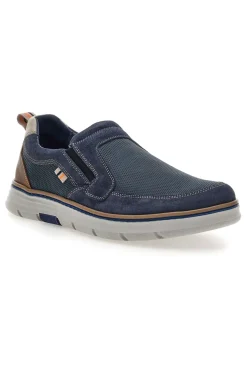 Mocassini Slip on blu con inserti in tessuto Pittarello Eco 26111012