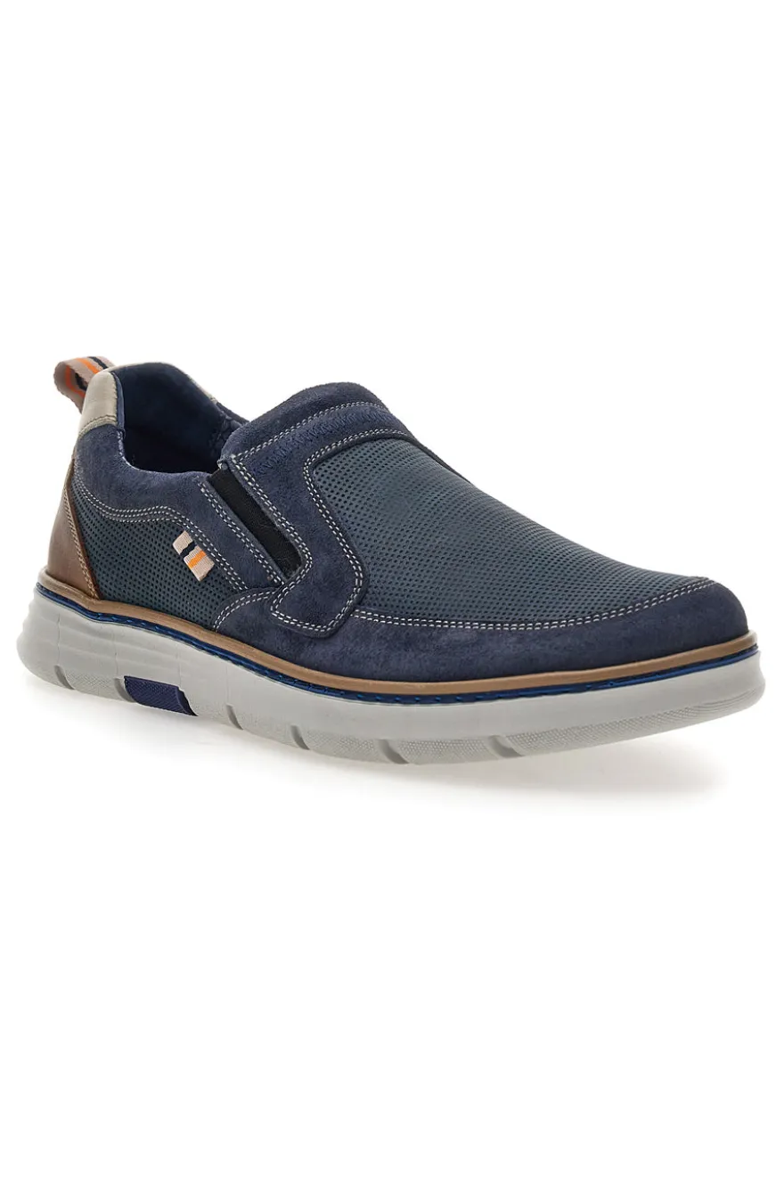 Mocassini Slip on blu con inserti in tessuto Pittarello Eco 26111012