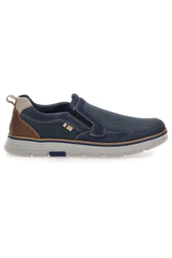 Mocassini Slip on blu con inserti in tessuto Pittarello Eco 26111012