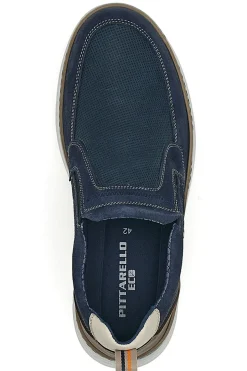 Mocassini Slip on blu con inserti in tessuto Pittarello Eco 26111012