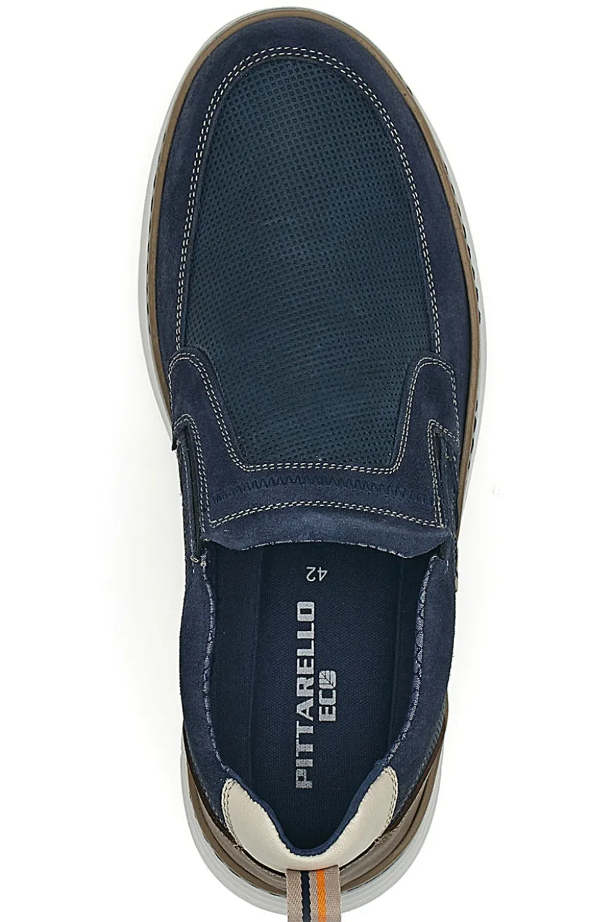 Mocassini Slip on blu con inserti in tessuto Pittarello Eco 26111012