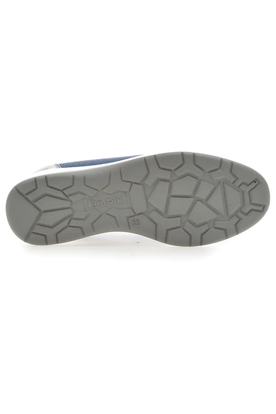 Mocassini Slip on blu in tessuto tecnico con zeppa Inblu 66IC