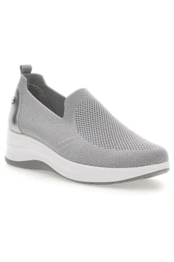 Mocassini Slip on grigie in tessuto tecnico con zeppa Inblu 66IC