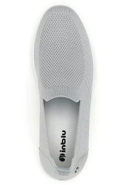 Mocassini Slip on grigie in tessuto tecnico con zeppa Inblu 66IC