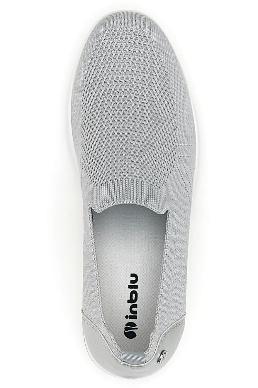 Mocassini Slip on grigie in tessuto tecnico con zeppa Inblu 66IC
