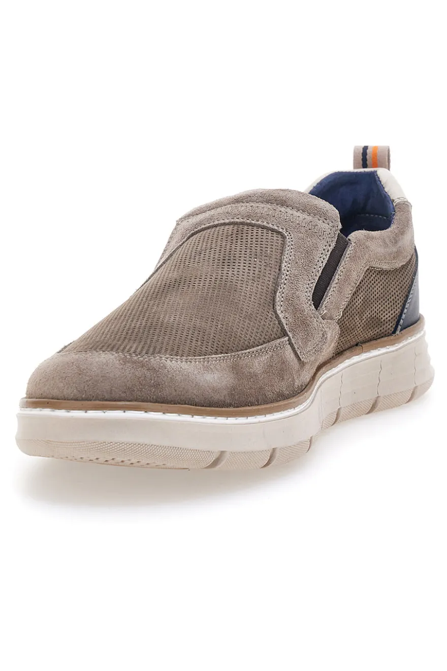 Mocassini Slip on taupe con inserti in tessuto Pittarello Eco 26111012