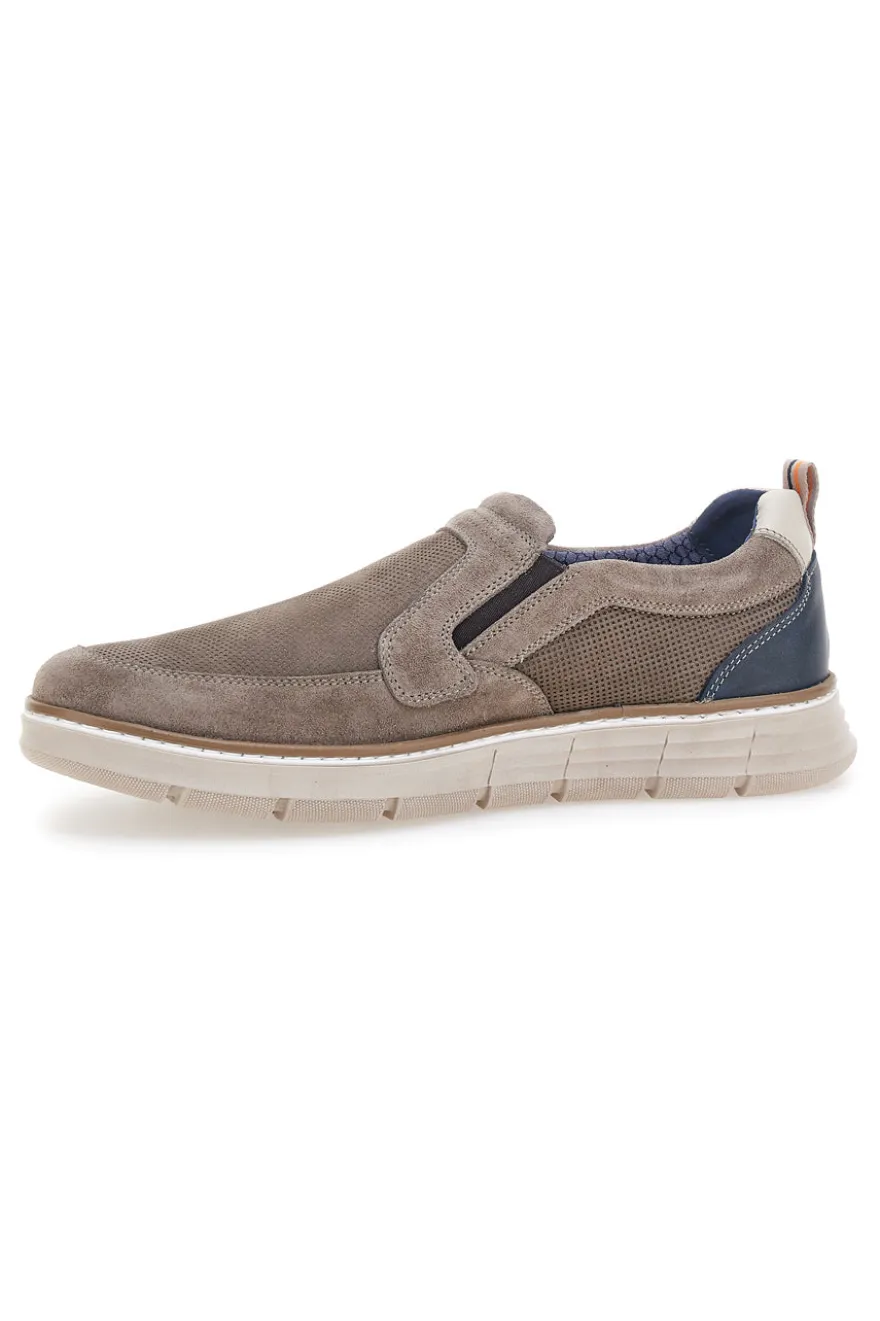 Mocassini Slip on taupe con inserti in tessuto Pittarello Eco 26111012
