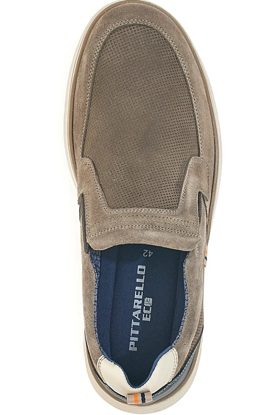 Mocassini Slip on taupe con inserti in tessuto Pittarello Eco 26111012