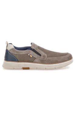 Mocassini Slip on taupe con inserti in tessuto Pittarello Eco 26111012