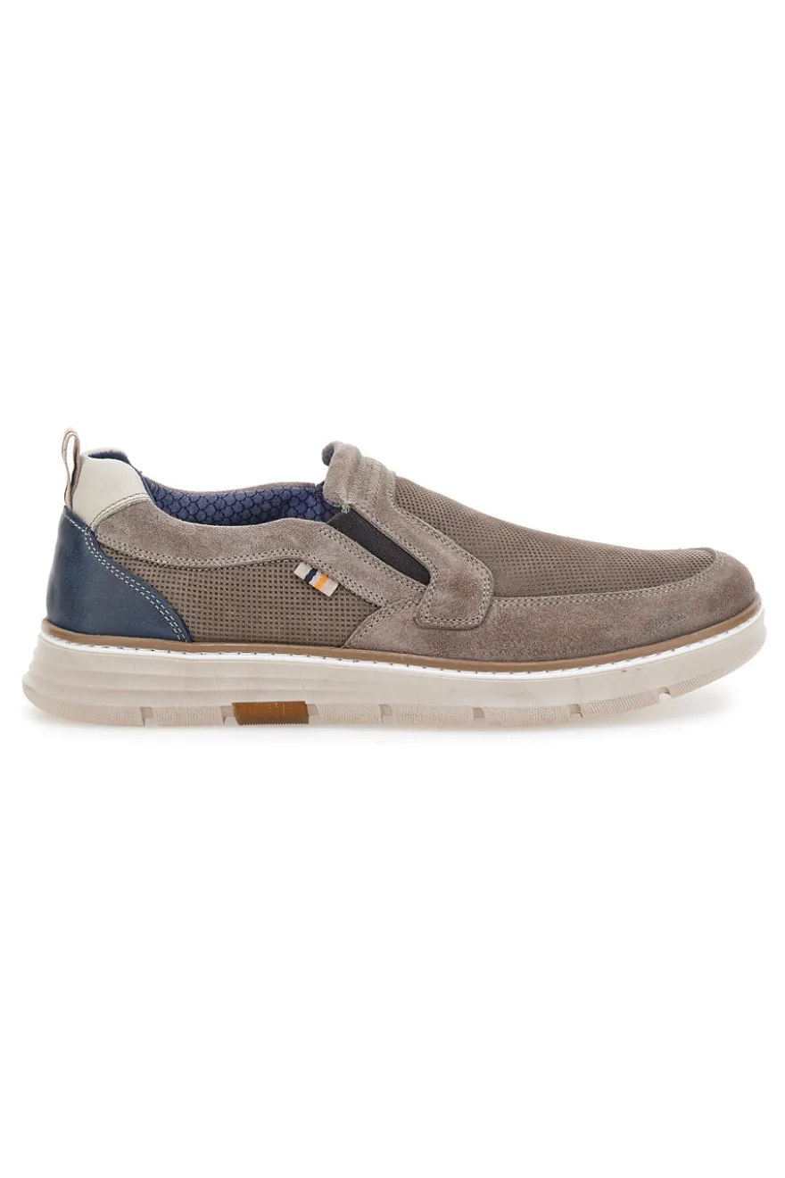 Mocassini Slip on taupe con inserti in tessuto Pittarello Eco 26111012