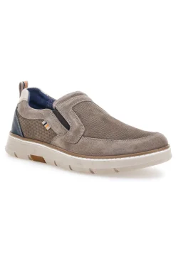 Mocassini Slip on taupe con inserti in tessuto Pittarello Eco 26111012