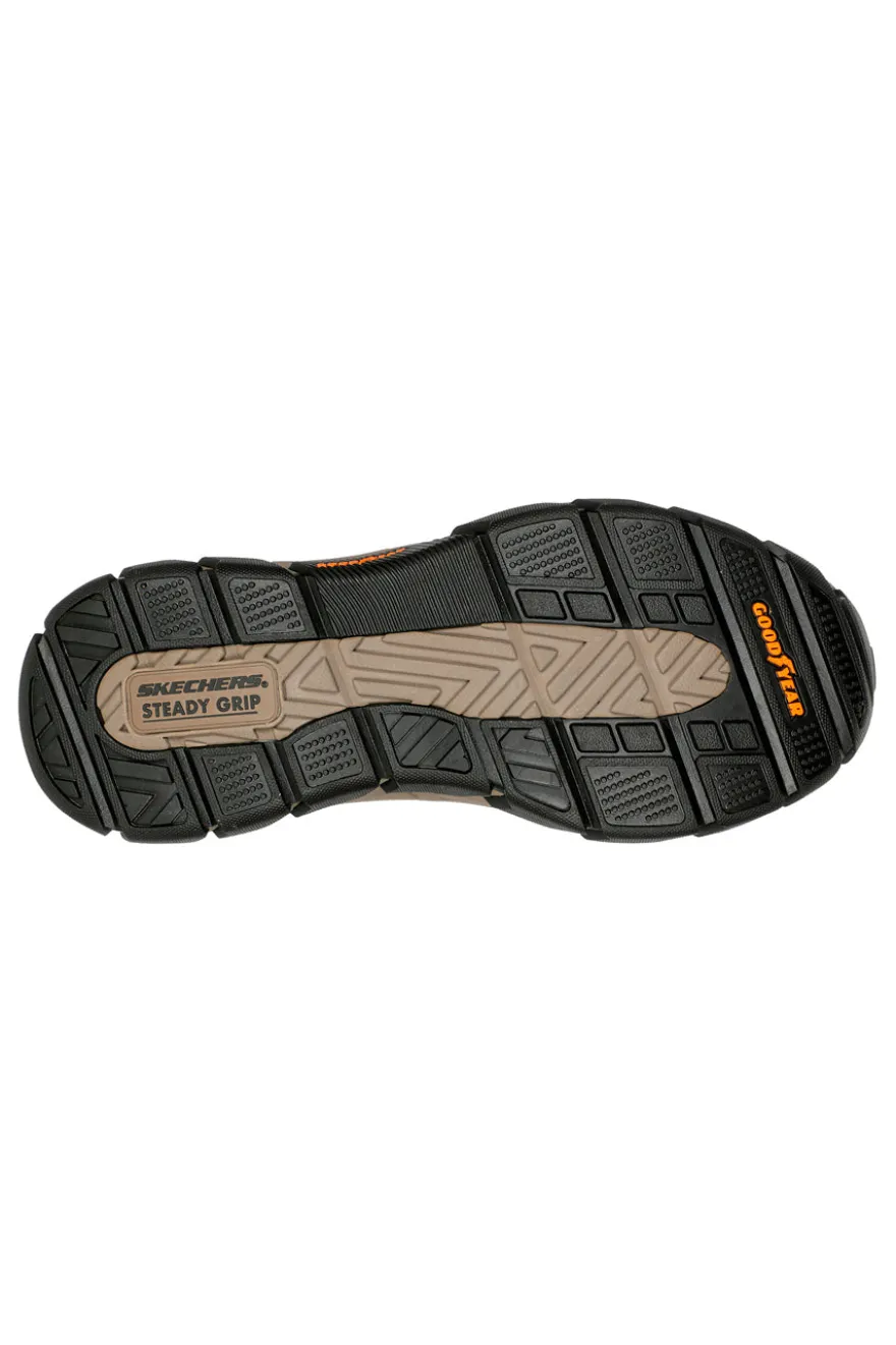 Mocassini slip-on marroni in pelle con suola Goodyear Skechers Respected Elgin