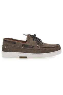 Mocassini Stile Barca Taupe con Tomaia in Pelle Made in Italy CLAREMORRIS 2011