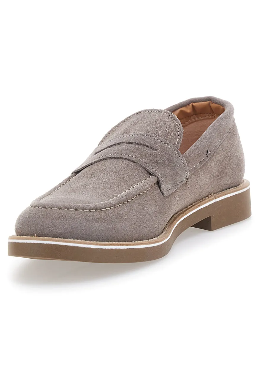 Mocassini Taupe In Pelle Scamosciata Pittarello 115