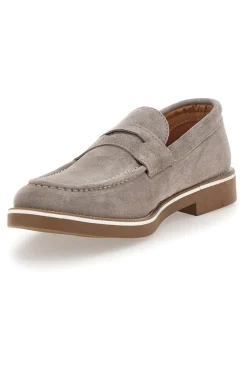Mocassini taupe in suede Made in Italy Pittarello 115