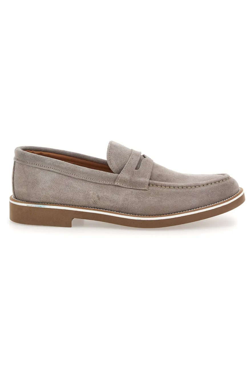 Mocassini taupe in suede Made in Italy Pittarello 115