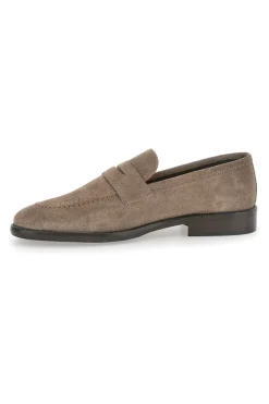 Mocassini Taupe In Vera Pelle Scamosciata Pittarello Plus 66
