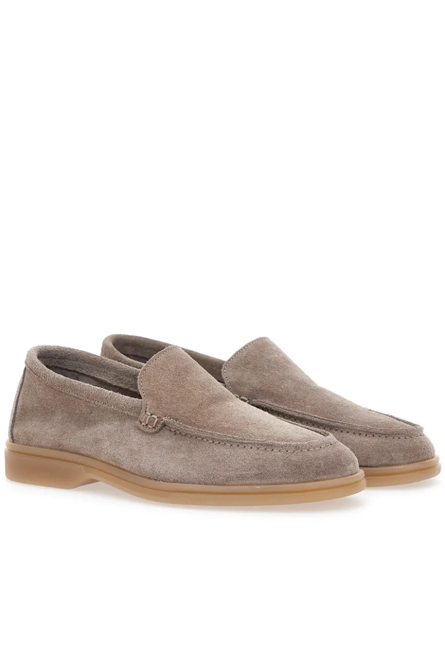 Mocassini Tortora con Tomaia in Suede Vera Pelle PTR 2070