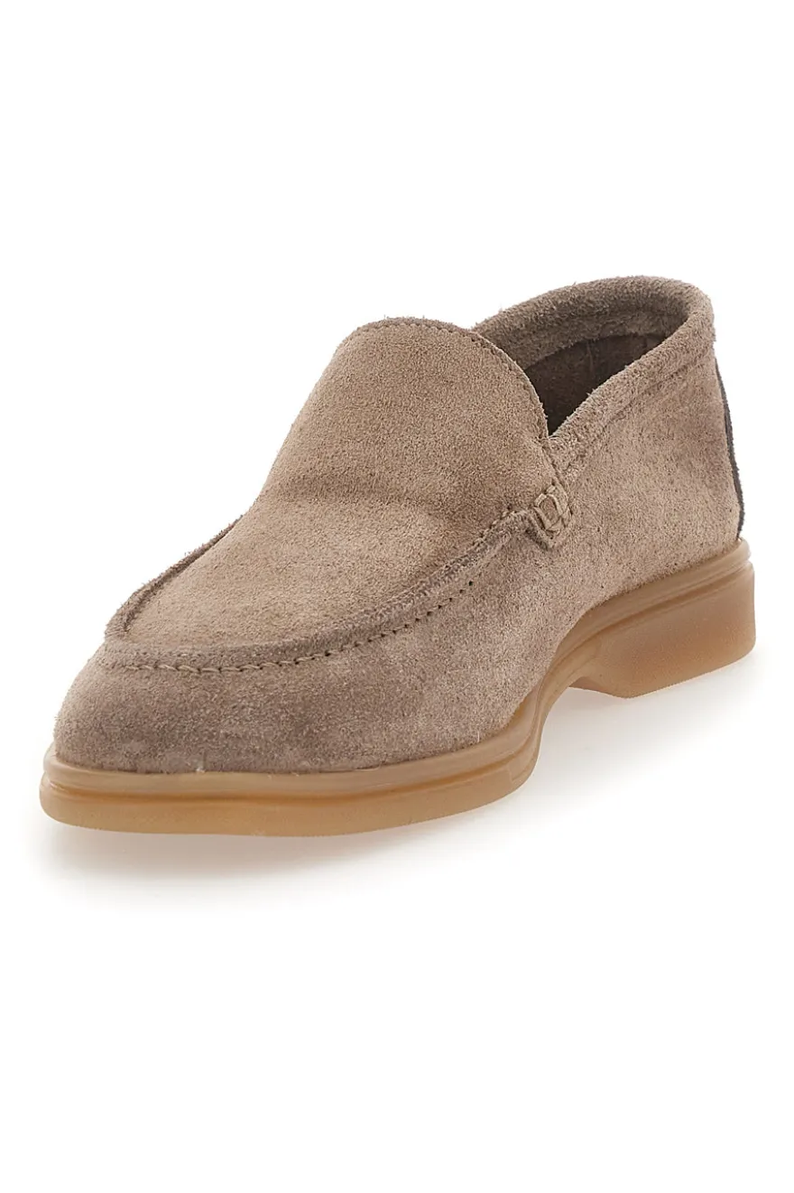 Mocassini Tortora con Tomaia in Suede Vera Pelle PTR 2070