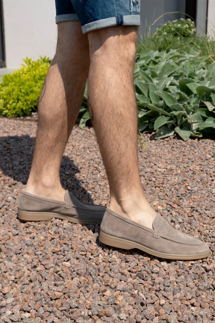 Mocassini Tortora con Tomaia in Suede Vera Pelle PTR 2070