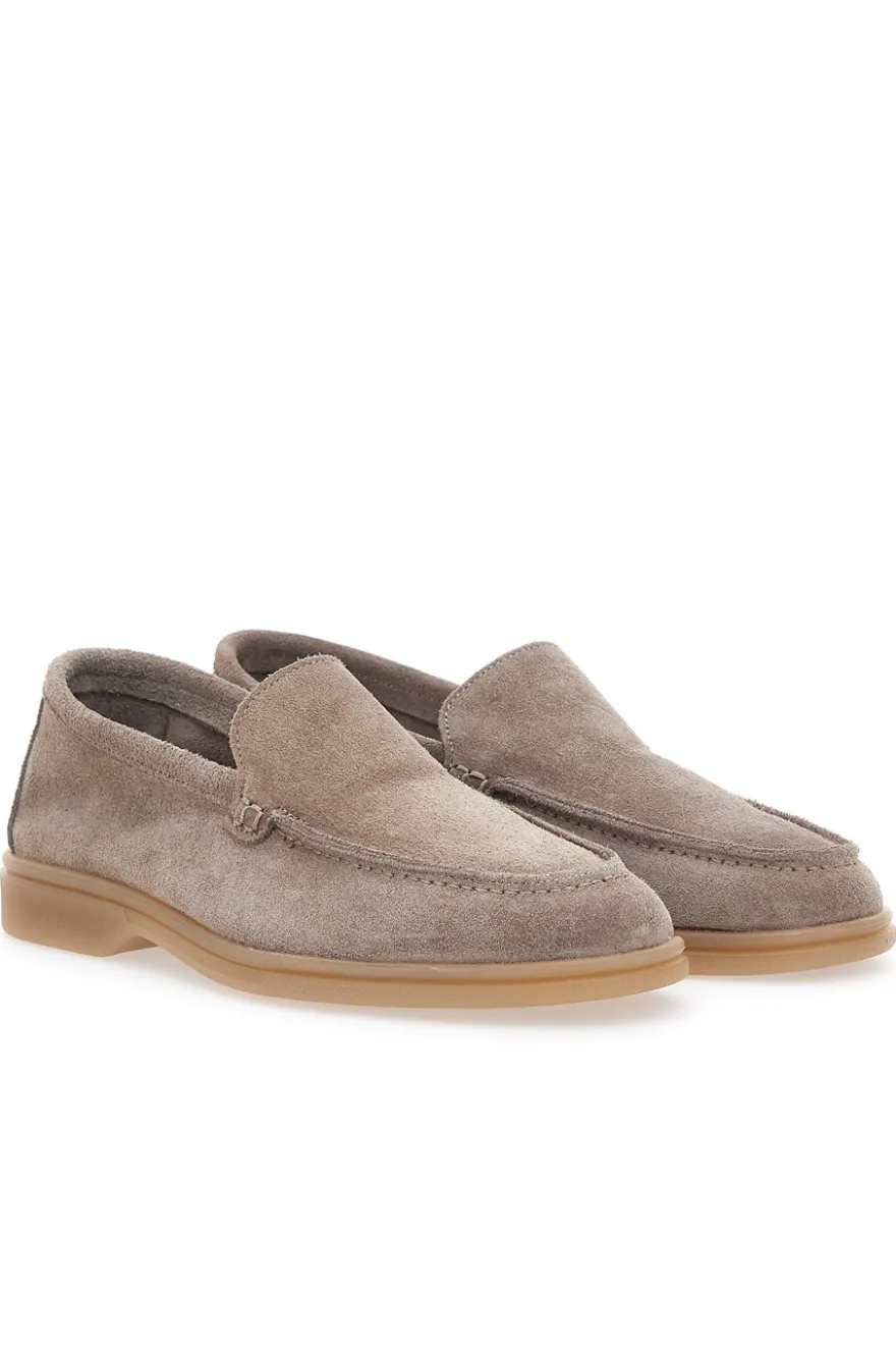 Mocassini Tortora con Tomaia in Suede Vera Pelle PTR 2070