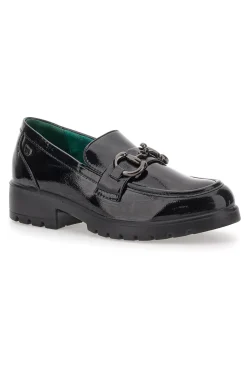 Mocassini Vegan Neri Lucidi con Morsetto Eco Bio J52323M6