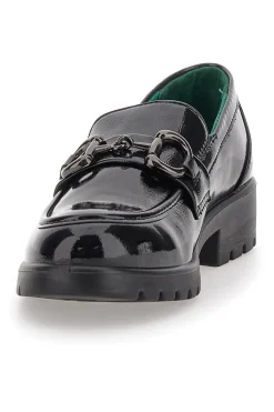 Mocassini Vegan Neri Lucidi con Morsetto Eco Bio J52323M6
