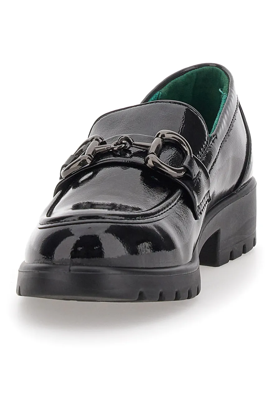 Mocassini Vegan Neri Lucidi con Morsetto Eco Bio J52323M6