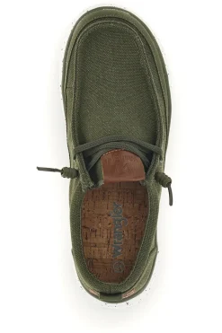 Mocassini verde in tessuto Wrangler 2026103657C