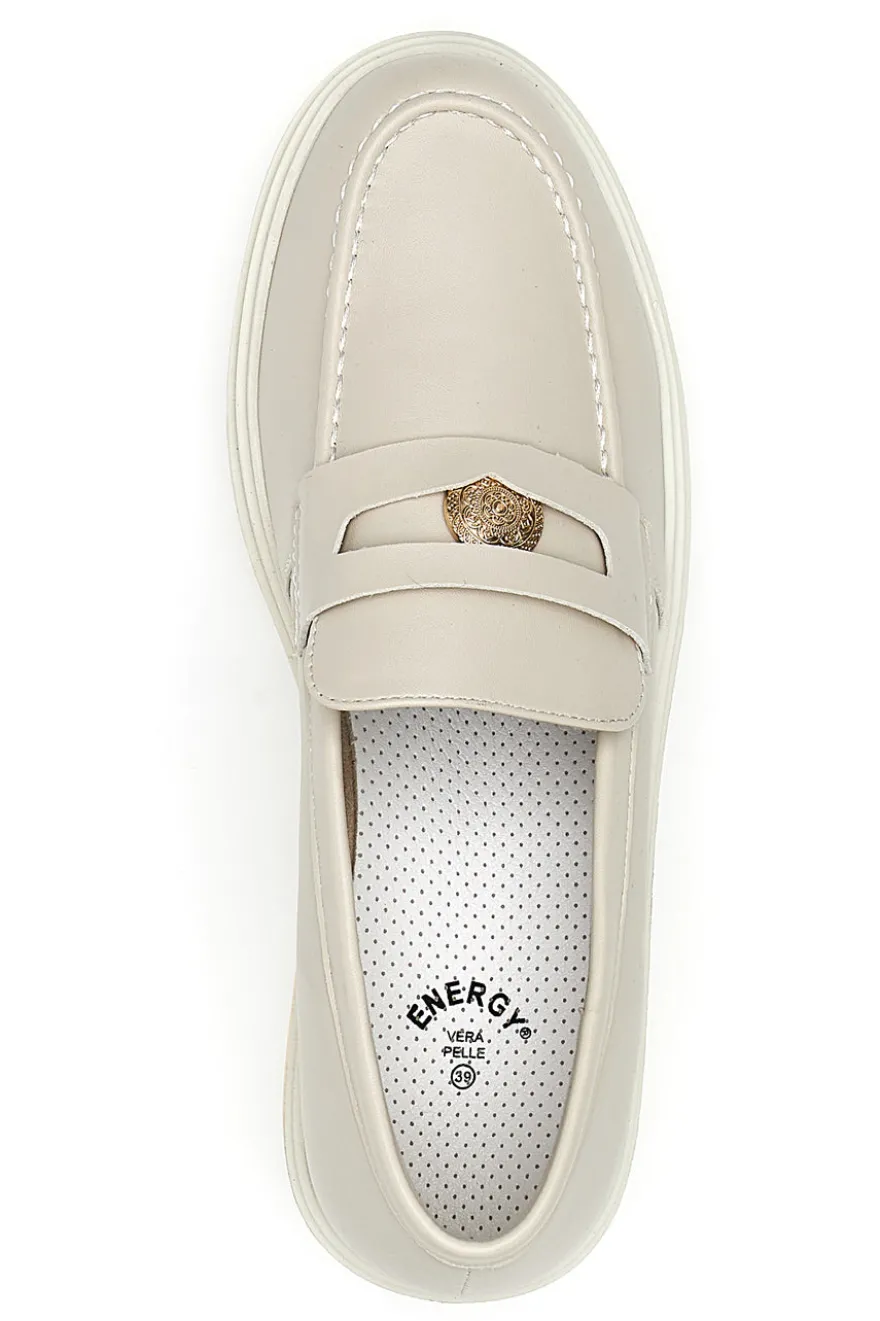 Mocassino Beige e Dettagli Oro Energy 1303