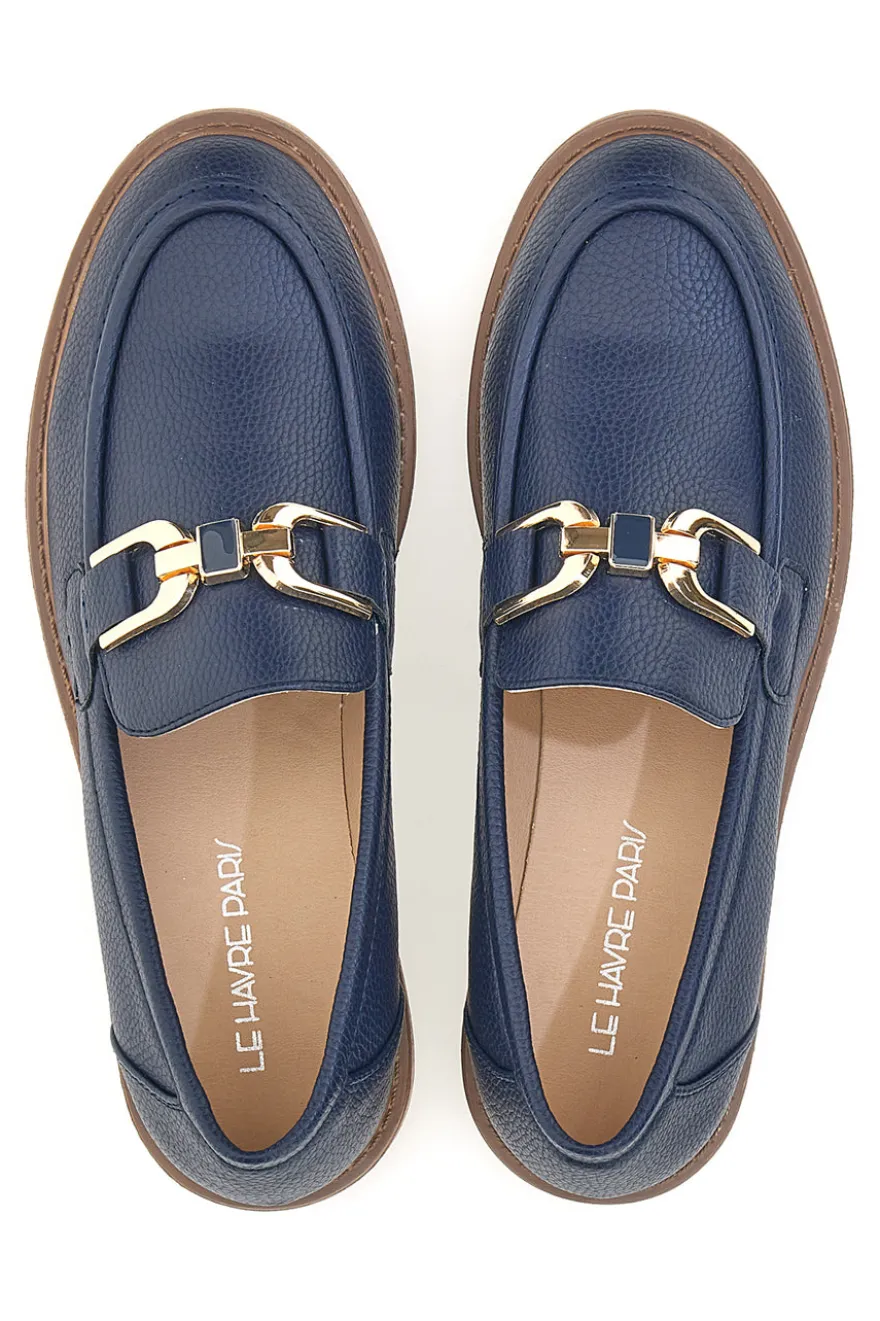 Mocassino Blu con Catenella Oro Le Havre Paris 1134