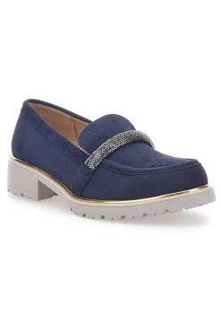 Mocassino Blu con Cinturino di Strass Le Havre Paris 233184