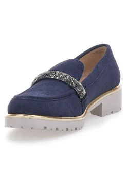 Mocassino Blu con Cinturino di Strass Le Havre Paris 233184