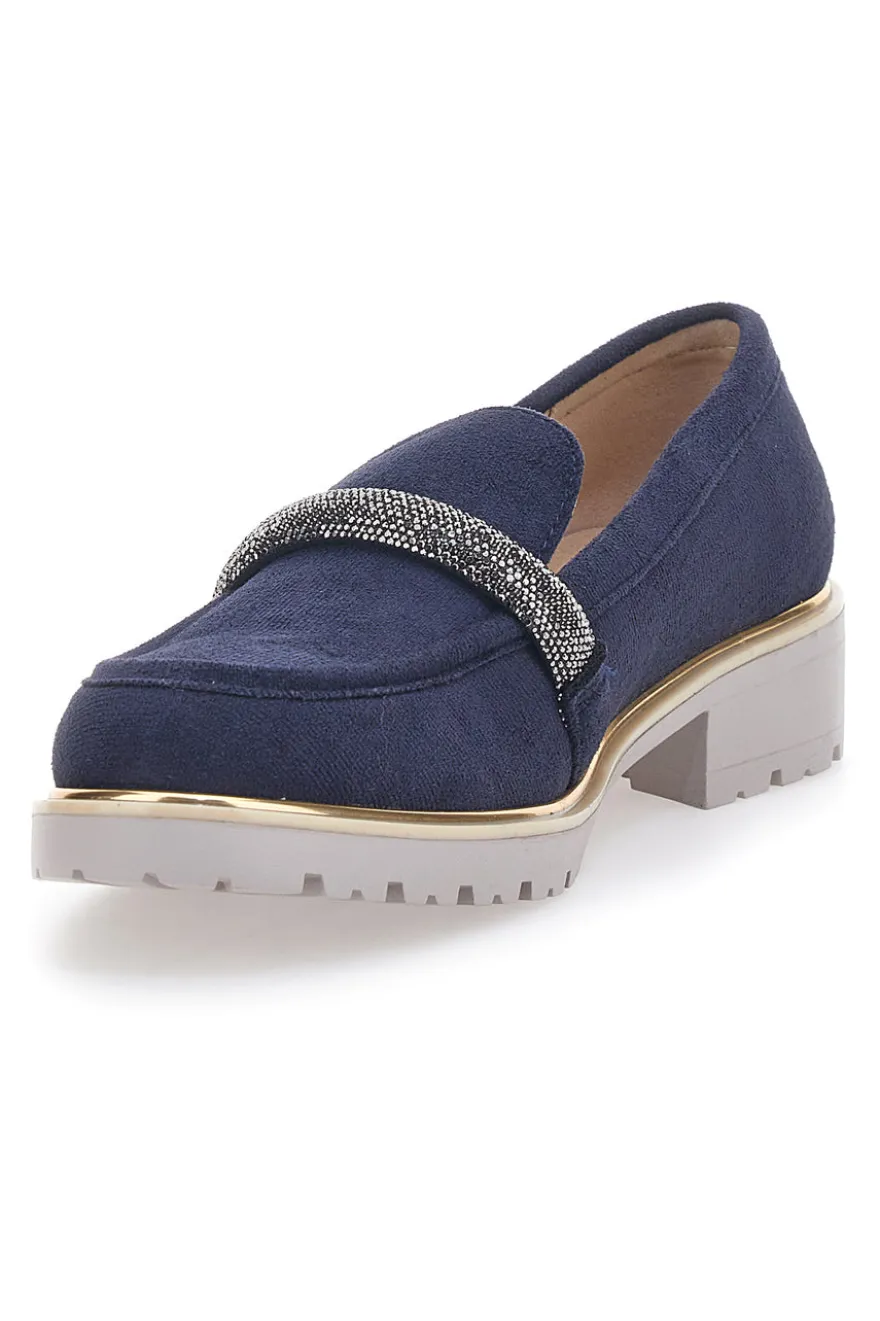 Mocassino Blu con Cinturino di Strass Le Havre Paris 233184