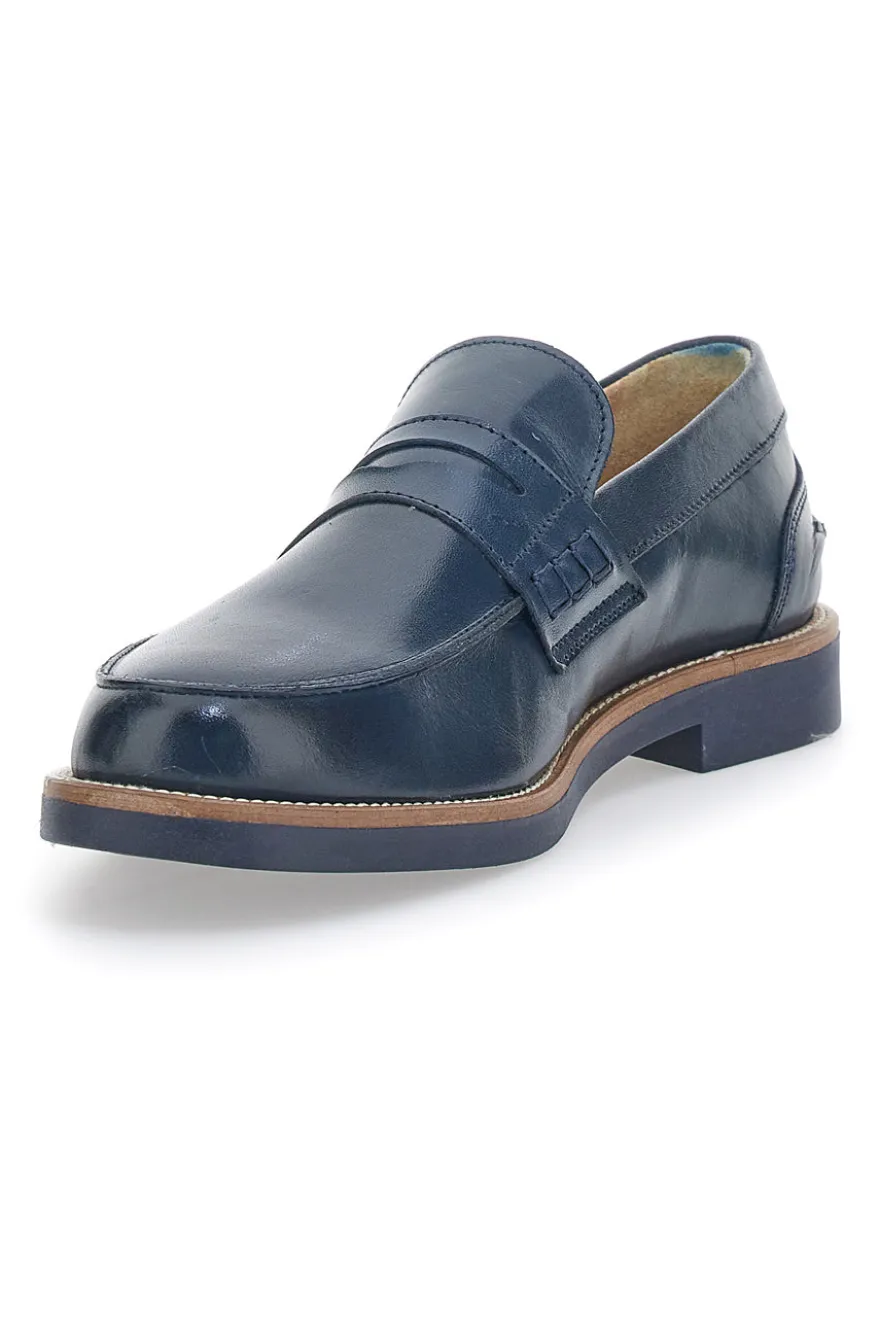 Mocassino Blu Made In Italy In Vera Pelle Pittarello 8027