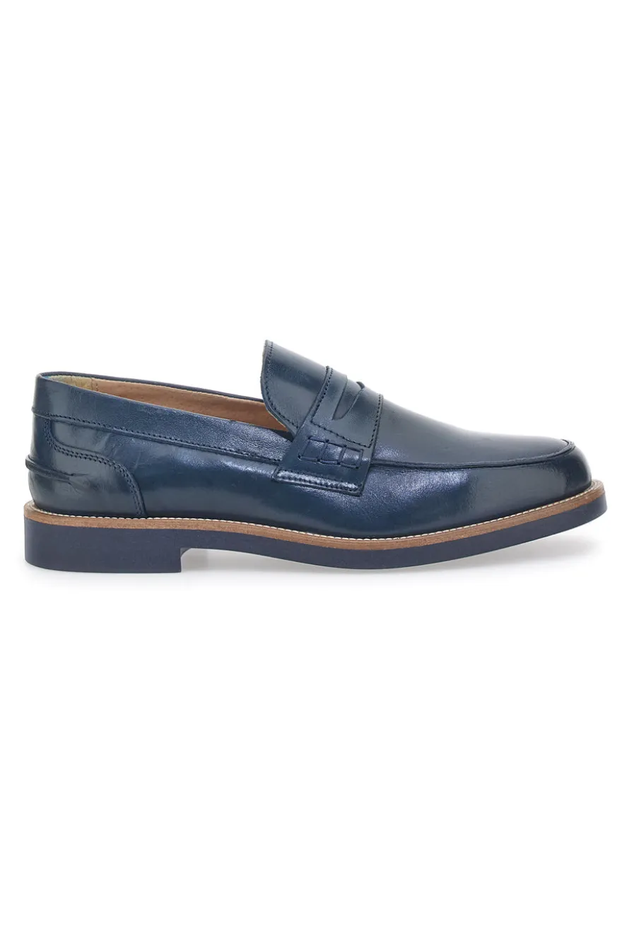 Mocassino Blu Made In Italy In Vera Pelle Pittarello 8027