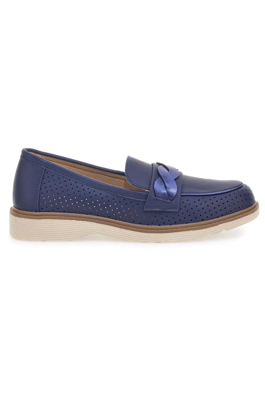 Mocassino Blu Traforato Le Havre Paris 526819