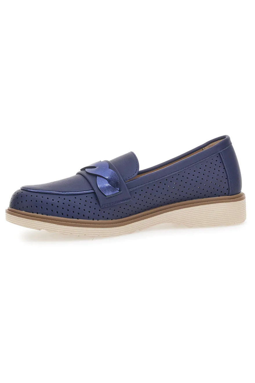 Mocassino Blu Traforato Le Havre Paris 526819