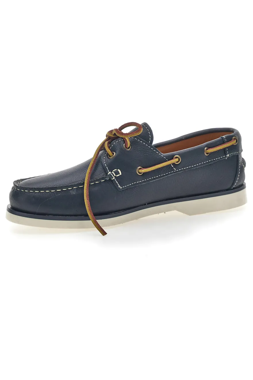 Mocassino in Stile Barca Vera Pelle Blu Longford 10