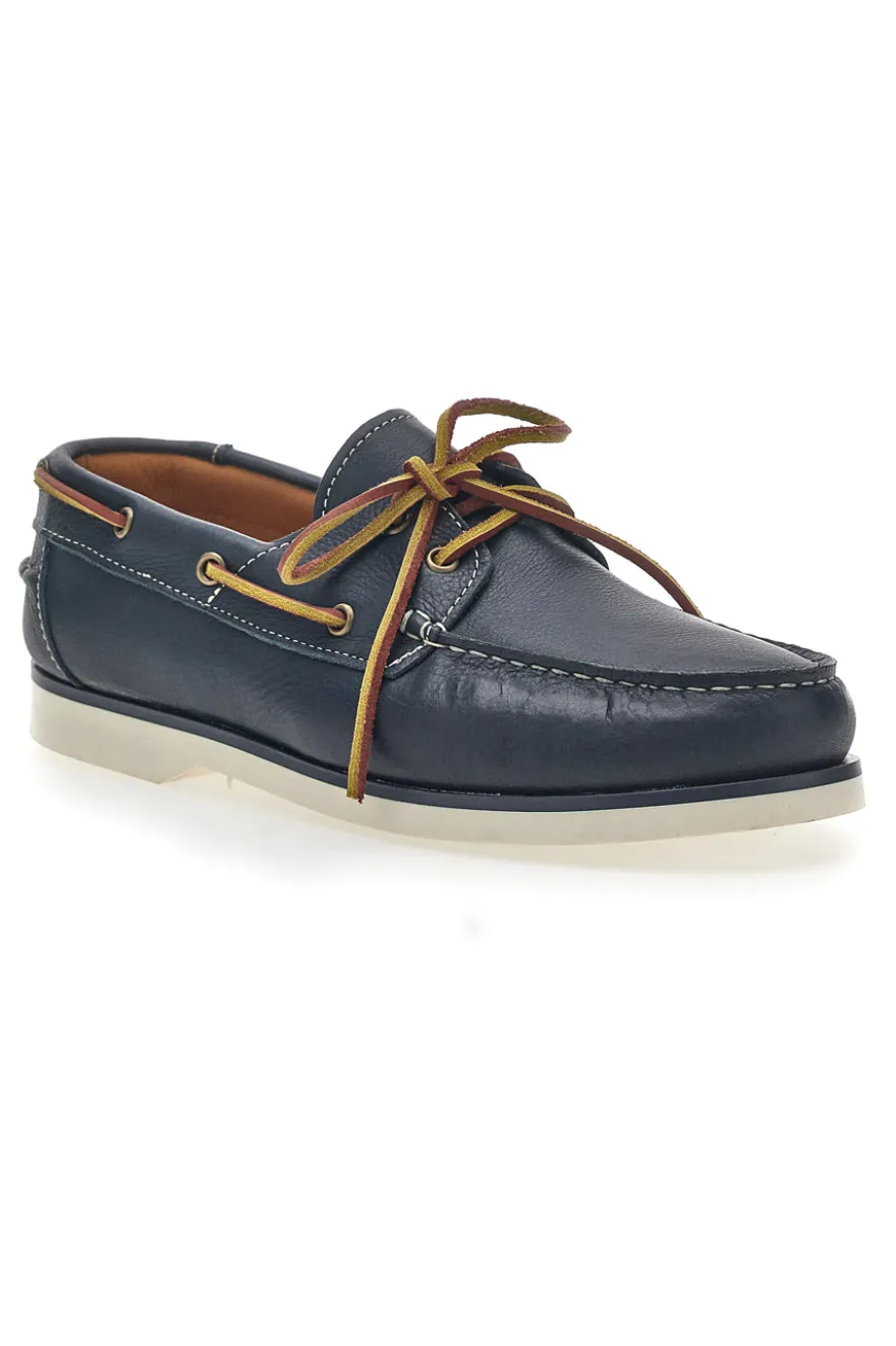 Mocassino in Stile Barca Vera Pelle Blu Longford 10