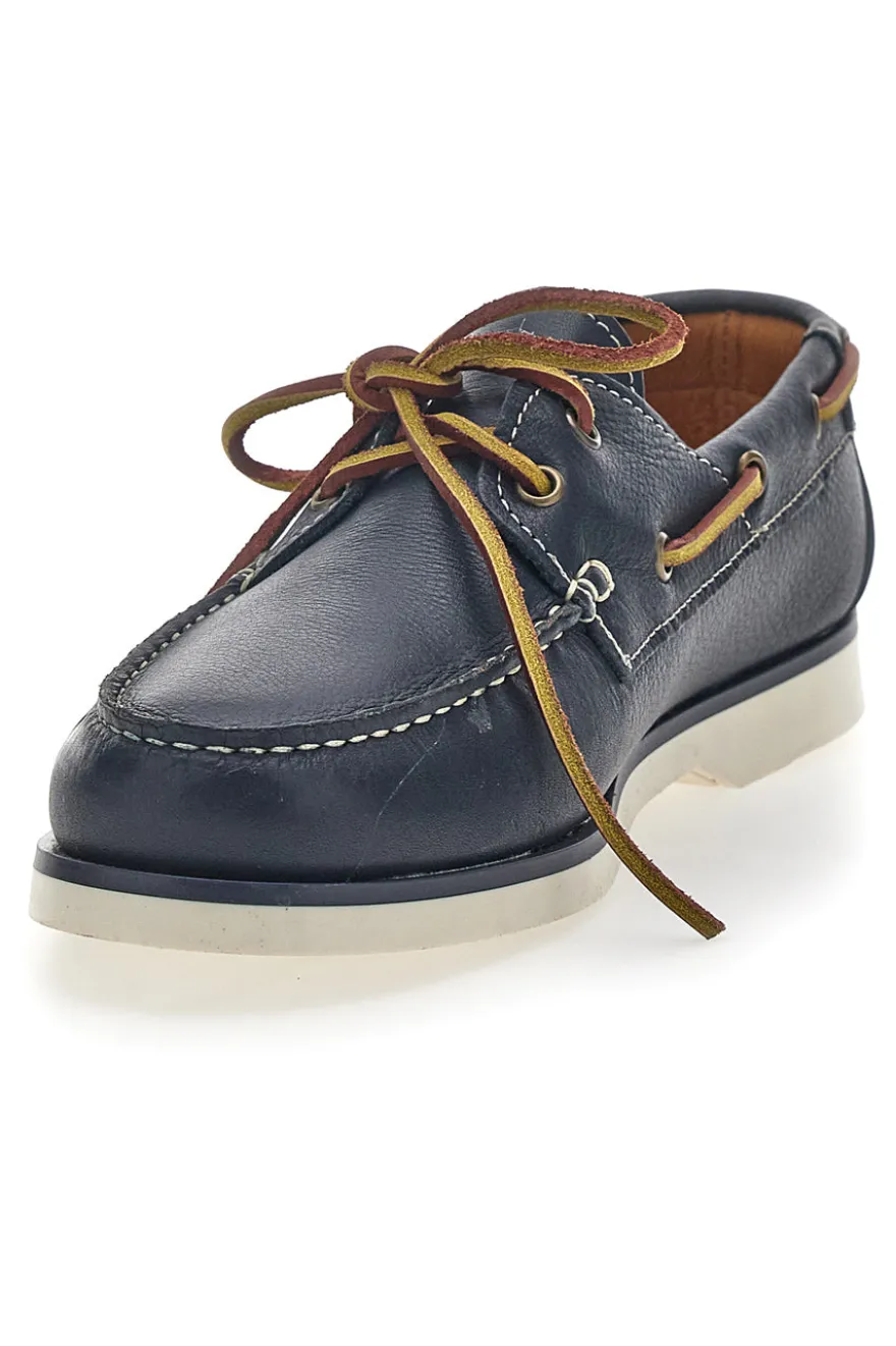 Mocassino in Stile Barca Vera Pelle Blu Longford 10