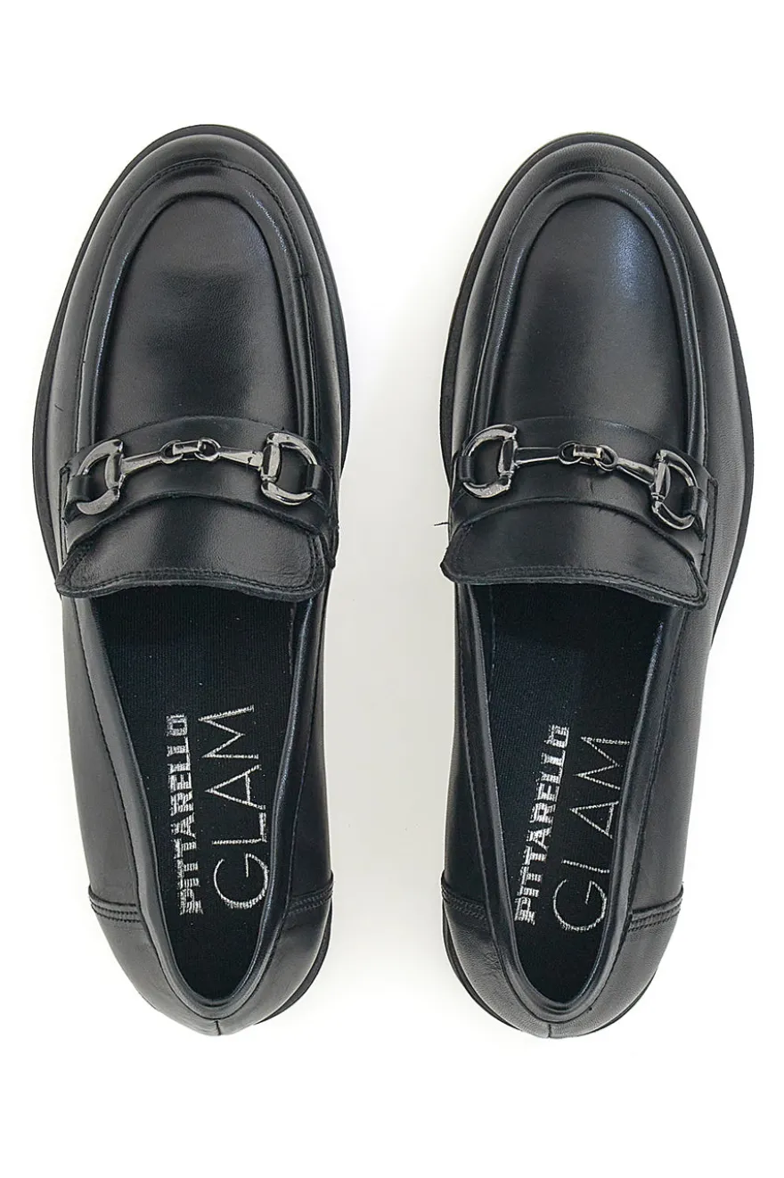 Mocassino in Vera Pelle Nera Pittarello Glam 85105