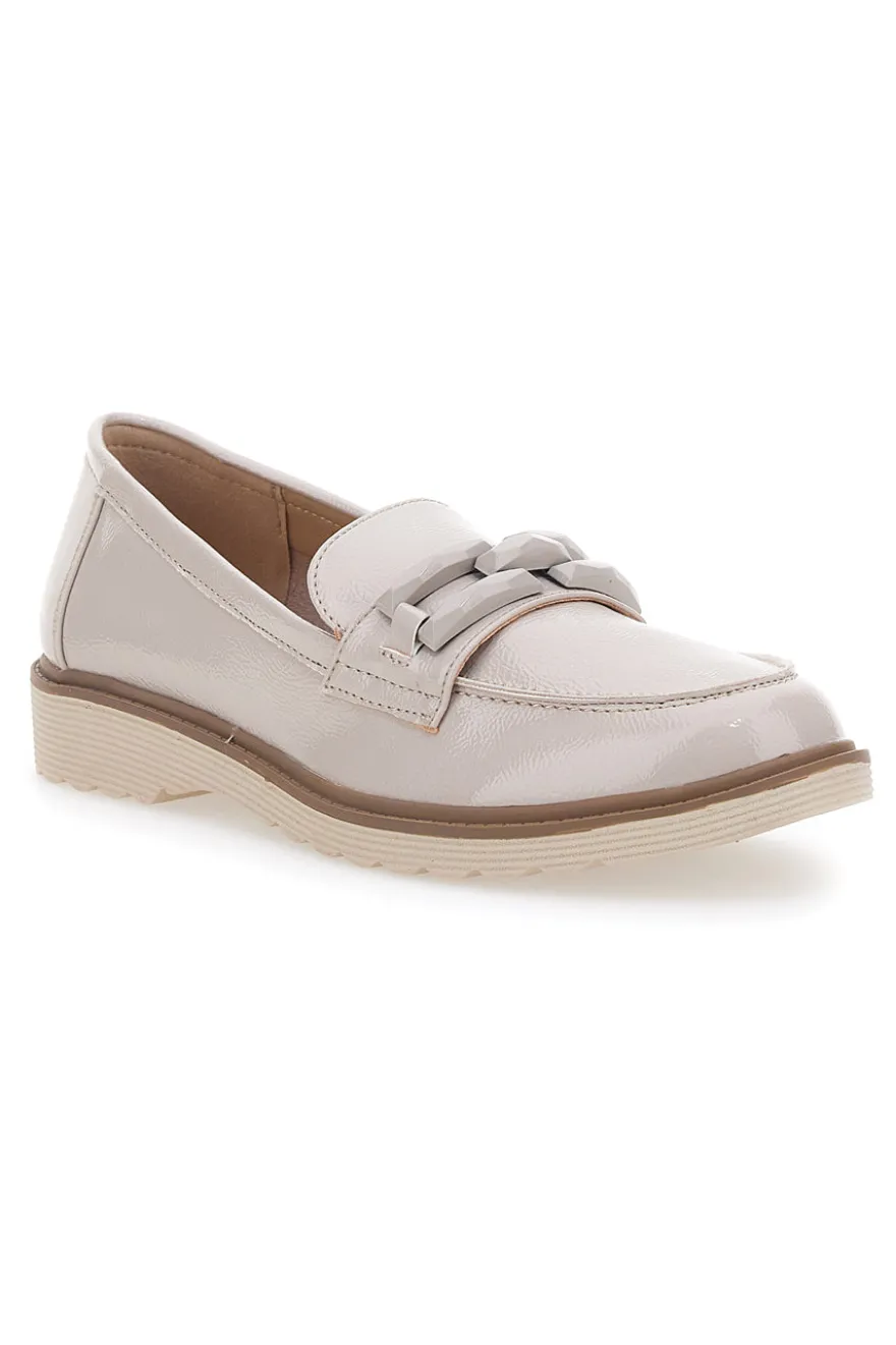 Mocassino Lucido Beige con Catenella Le Havre Paris 526817