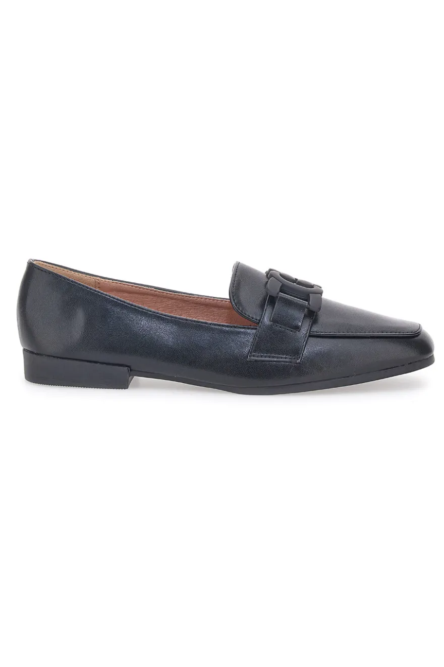 Mocassino Nero a Punta Squadrata First Lady 401