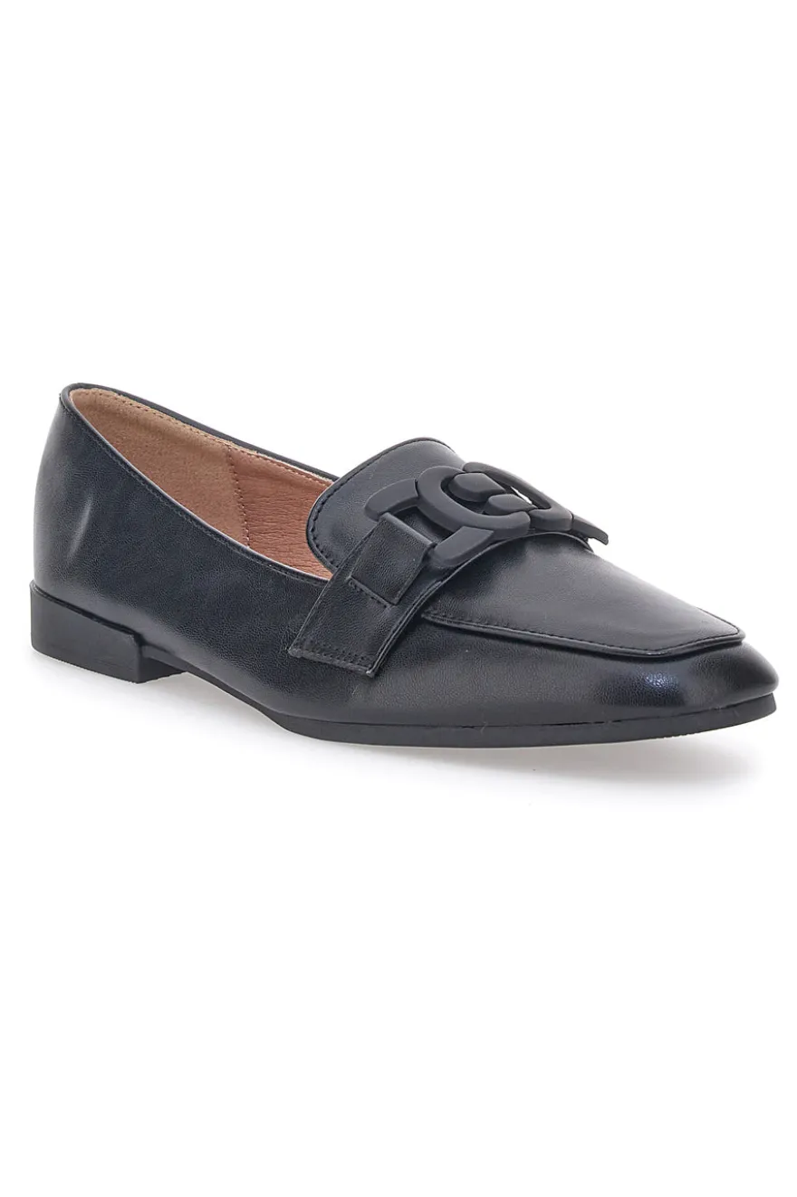 Mocassino Nero a Punta Squadrata First Lady 401