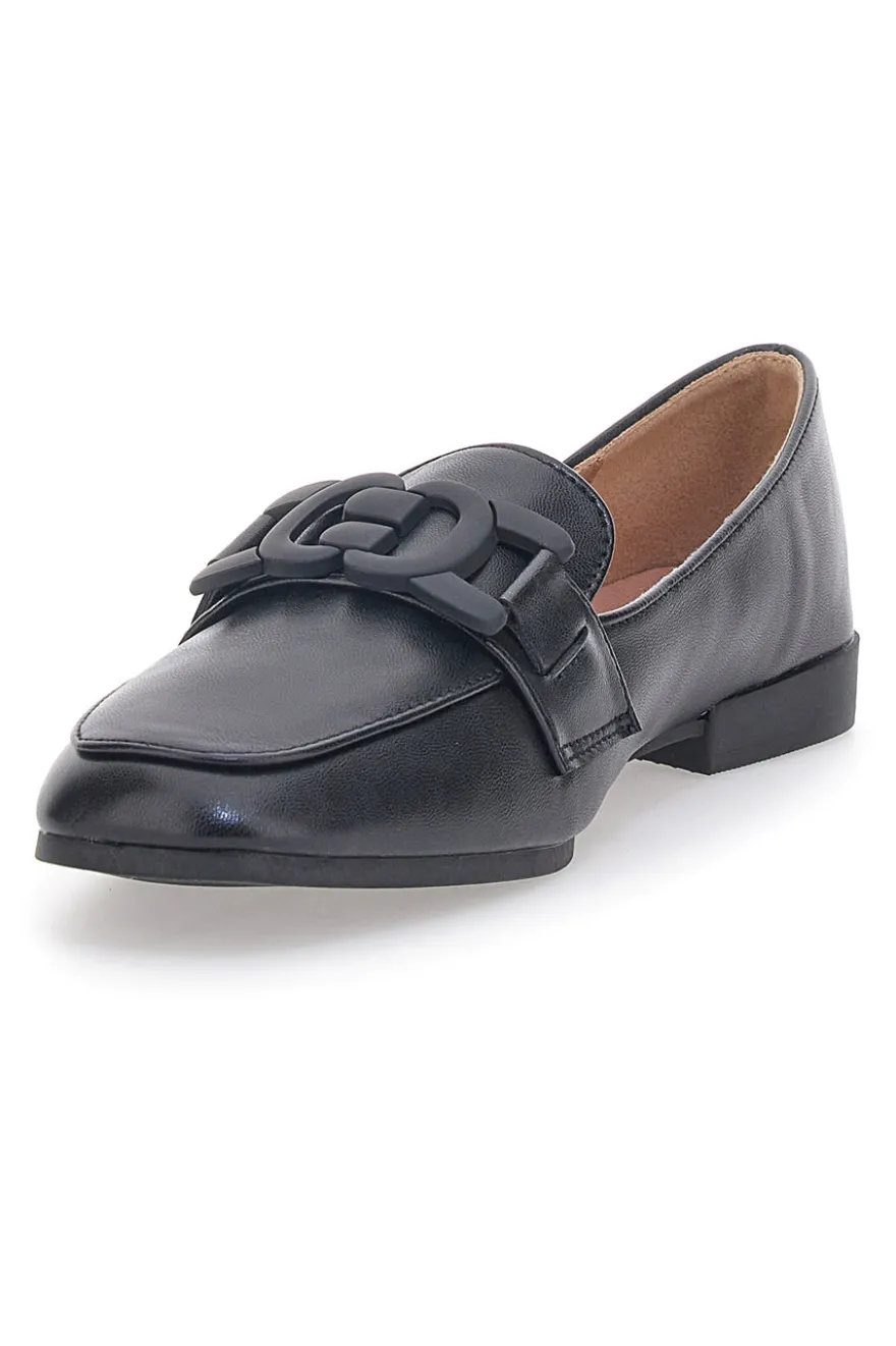 Mocassino Nero a Punta Squadrata First Lady 401