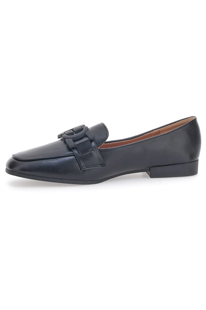 Mocassino Nero a Punta Squadrata First Lady 401