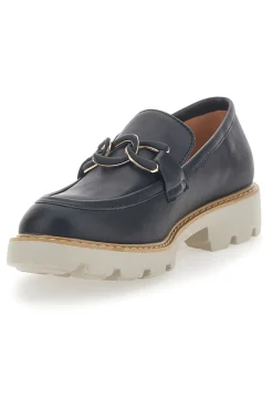 Mocassino Nero con Catenella e Suola Carrarmato Le Havre Paris 602915