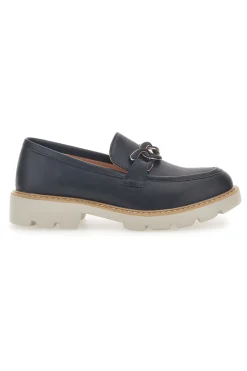 Mocassino Nero con Catenella e Suola Carrarmato Le Havre Paris 602915