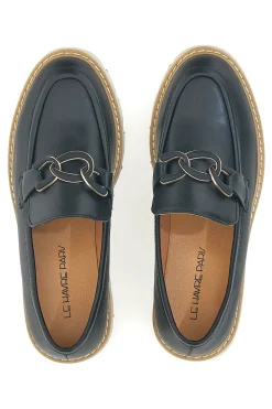 Mocassino Nero con Catenella e Suola Carrarmato Le Havre Paris 602915